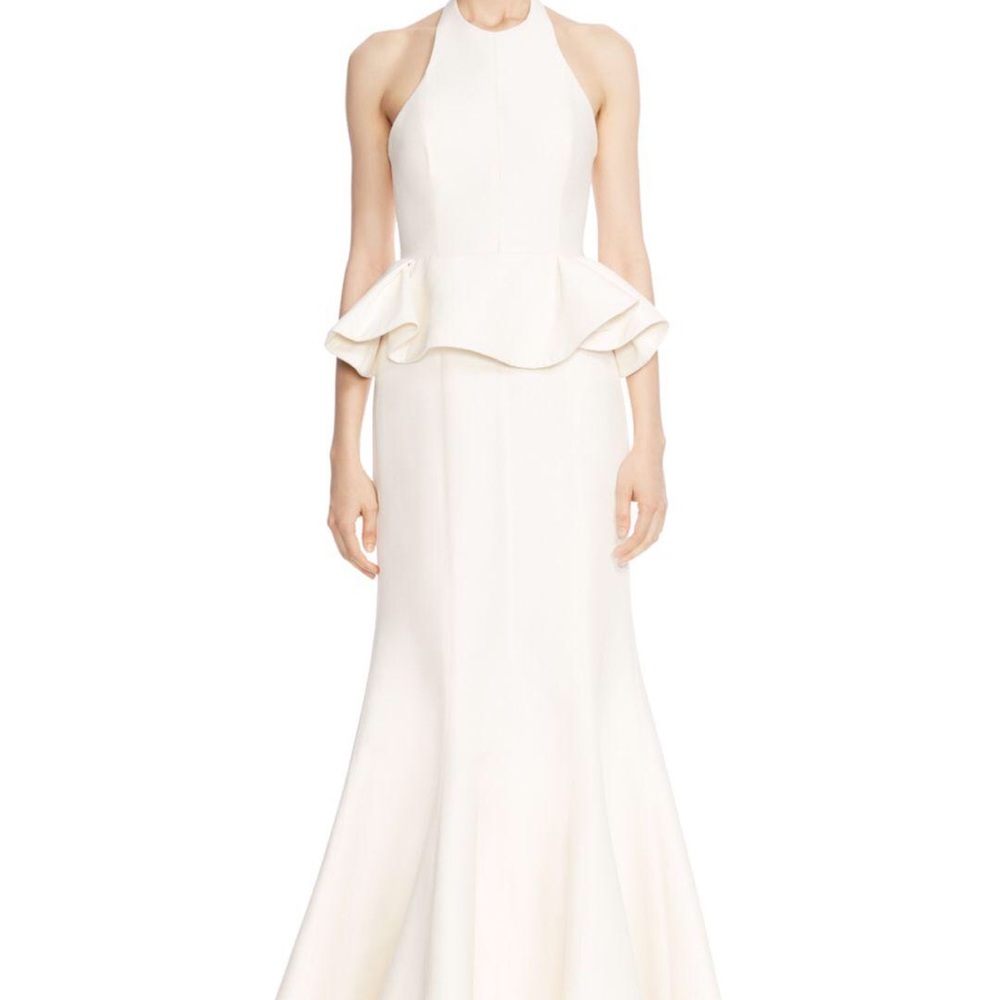Halston Peplum Halter Gown Size 0